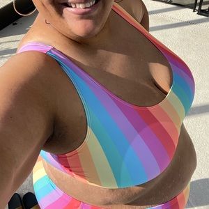 TORRID rainbow stripe bikini set. Top 3X bottom 4X.